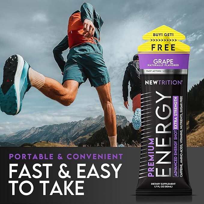 NewTrition® Extra Strength Energy Shots, 250mg Caffeine Energy Shots with Vitamin B & Amino Acids, Sugar-Free Vitamin Energy Shot, 1.7 fl oz (Pack of 24, 8 Flavors - Mixed 1&2)