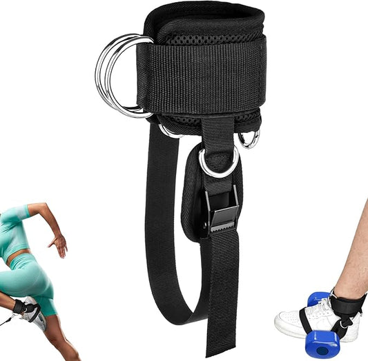 Ankle Straps for Cable Machine and Dumbbell, Dumbbell Foot Attachment for Gym with Longer Nylon Strap/Protective Gasket/5 Steel D-Ring, Tibialis Trainer, Leg Workouts, Hamstring Curls for Women Men