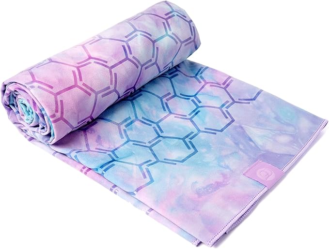 Eunzel Yoga Towel for Hot Yoga,Non-Slip Double Sided Silicone Grip Towel Absorbent Microfiber Towel for Hot Yoga, Vinyasa and Power 26.5"x72", Purple & Blue