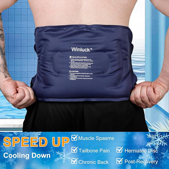 Winluck Ice Pack for Injuries Flexible Reusable Gel Packs for Shoulder Back Elbow Leg Knee Soft Large Cold Compress & Cooling Pad for Pain Relief Sports Injury 16.6 x 9.6 inch