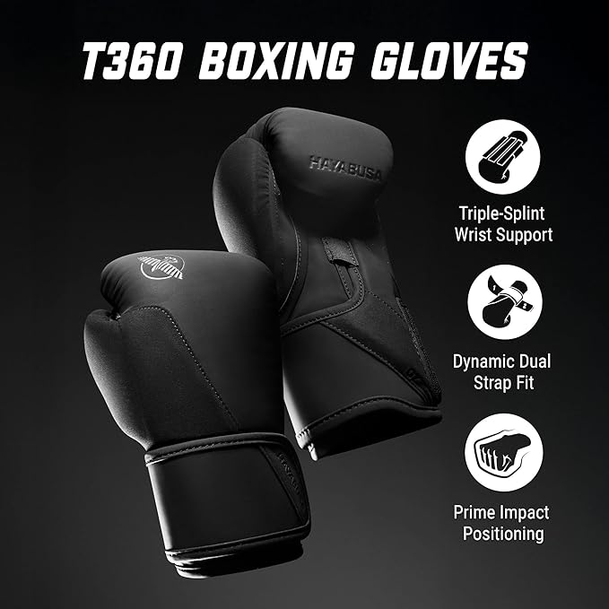 Hayabusa T360 Boxing Gloves – Revolutionary Hand Ergonomics | Empowering Wrist Support | Single or Dual Strap Closure | Training, Sparring, Heavy Bag - 10 oz 12 oz 14 oz 16 oz 18 oz