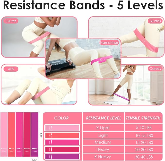 MIELIA 16 PCS Pink Pilates Ring and Ball Set for Women Home Gym, 15-Inch Magic Circle Yoga Ring, Adjustable Ankle Wrist Weights, Sliding Disc, Complete Fitness Equipment for Toning