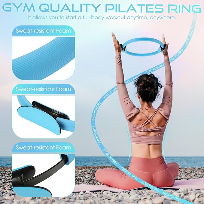 Home Pilates Essentials Kit for Women Pilates Equipment Set with Yoga Ball Resistance Band, Circle, Yoga Ring Circle Set for Beginners Home Workouts Legs Arms and Thighs