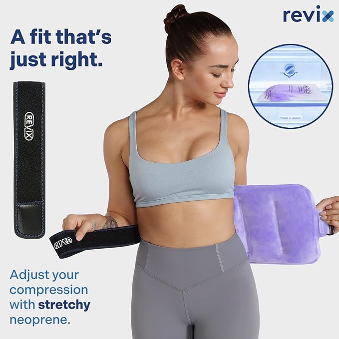 REVIX Ice Packs for Injuries Reusable Gel for Back, 16 × 9 ", Flexible Gel Cold Pack for Shoulder, Lower Back, Thigh, Arm, Cold Compress Therapy Cooling Pad with Strap
