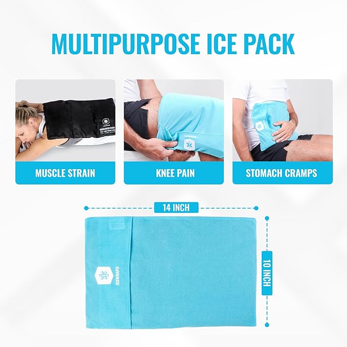 ICEWRAPS 10”x14” Reusable Ice Pack with Soft Fabric Cover - Multipurpose Flexible Cold Therapy Clay Ice Packs for Knee and Back Swelling, Injury, and Chronic Pain Relief, Adjustable Cold Packs