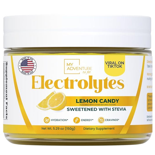 Zero Sugar - Lemon Candy Electrolytes Powder - Refreshing Hydration - Caffeine Free Energy with All Natural Ingredients - Vegan, Keto & Paleo - Sugar Free Electrolytes Powder Drink Mix - 37 Servings