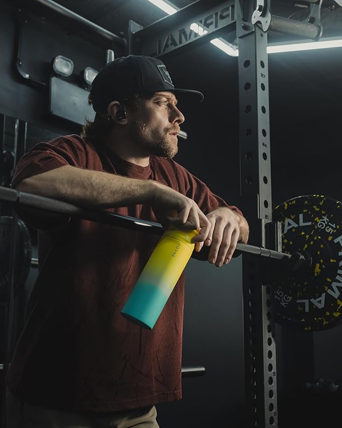 FORME - Shaker, 700ml Stainless Steel Protein Shaker, Double Walled Vacuum Insulated, Cold and Hot Drinks, Silent & Leak Proof, Fits Most Cup Holders (Gradient Yellow/White/Blue)