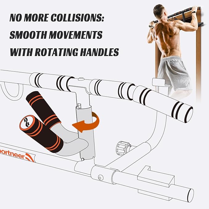 Sportneer 2025 Upgrade Pull up Bar for Doorway with Folding Handle, Door Pull up Bar Door Frame Multi-Grip Upper Body Trainer, 440lb, Indoor Fitness for Home Gym Strength Training - US Patent Pending