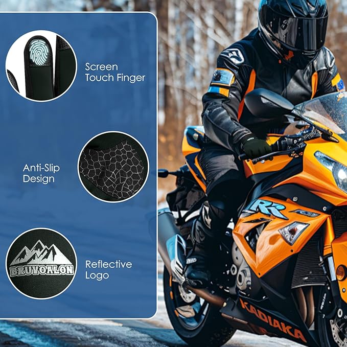 Bruvoalon Winter Gloves for Women & Men, 3M Thermal Insulation, Lycra Fabric, Windproof, Touchscreen, Anti-Slip, Cold Weather