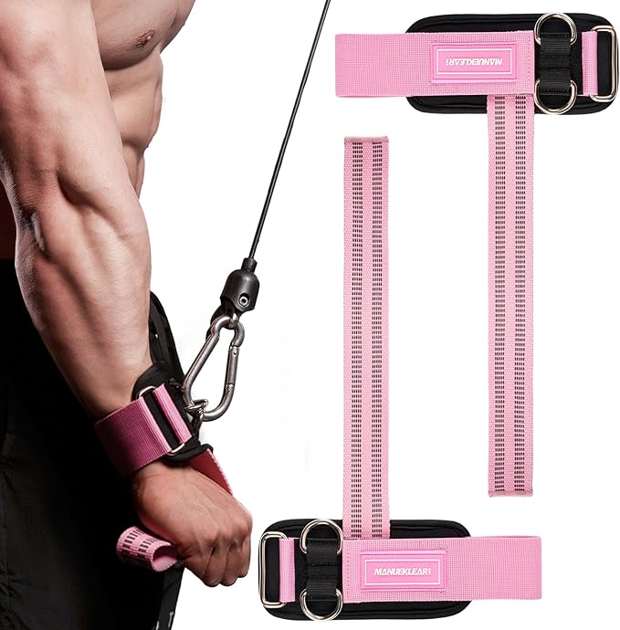 MANUEKLEAR Non-Slip Wrist Straps for Weightlifting Deadlifting, Gym Lifting Straps with D Rings for Cable Machine Workout, 10mm Neoprene Padded Weight lifting Wrist Wraps for Men Women