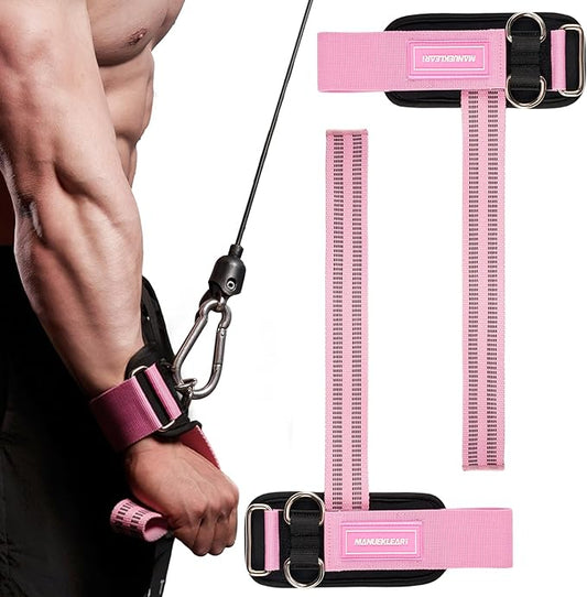 MANUEKLEAR Non-Slip Wrist Straps for Weightlifting Deadlifting, Gym Lifting Straps with D Rings for Cable Machine Workout, 10mm Neoprene Padded Weight lifting Wrist Wraps for Men Women