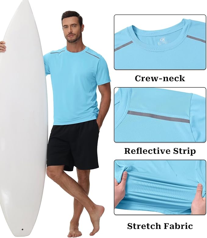 Yundobop Men's Athletic Workout T-Shirt Breathable Short Sleeve UPF 50+ Running Tee