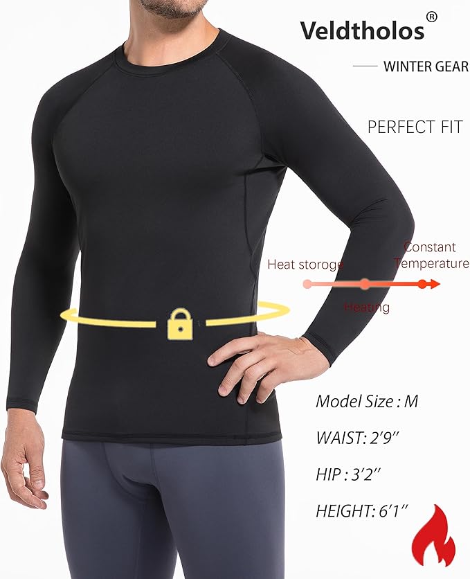 5 Pack Thermal Compression Shirts for Men Fleece Lined Long Sleeve Athletic Base Layer Winter Gear Undershirt Workout Top