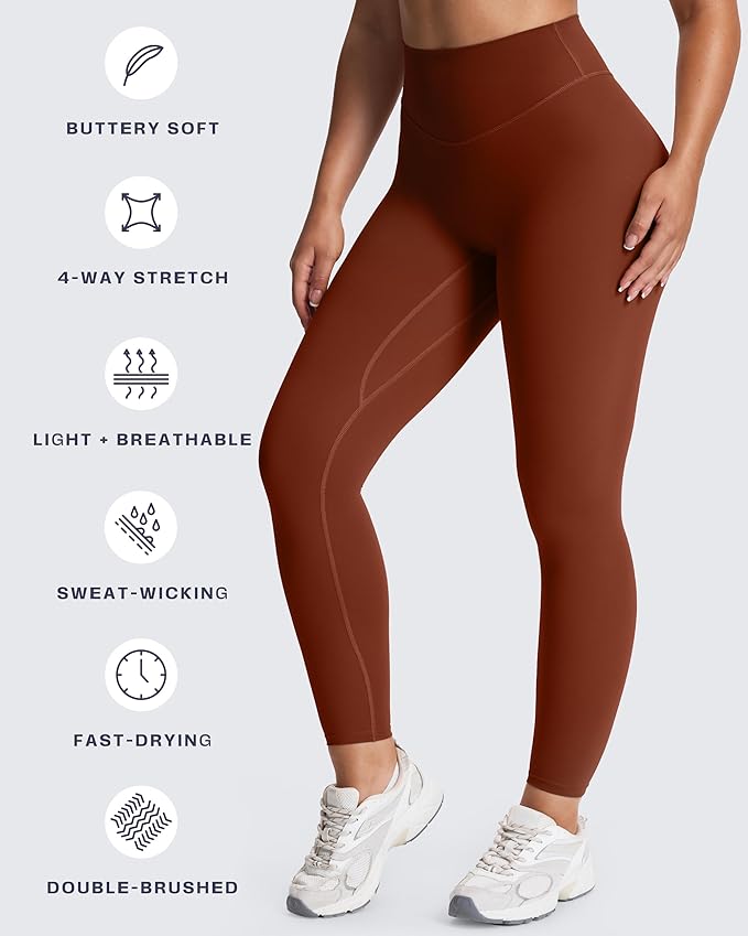 Aoxjox High Waisted Workout Leggings for Women Tummy Control Buttery Soft Yoga Metamorph Deep V Pants 26"