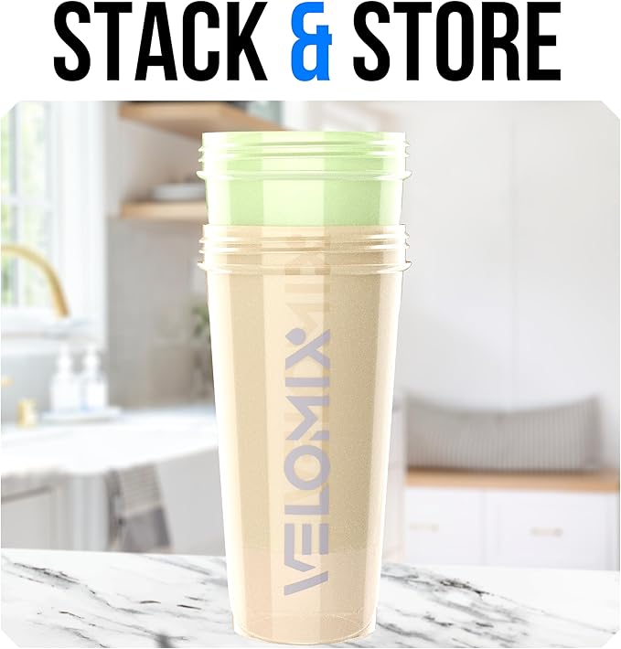 VELOMIX -2 Pack- 28 oz Protein Shaker Bottles for Protein Mixes - 2x Wire Whisk | Leak Proof Shaker Cups for Protein Shakes | Protein Shaker Bottle Pack | Shakers for Protein Shakes-Soft Combo