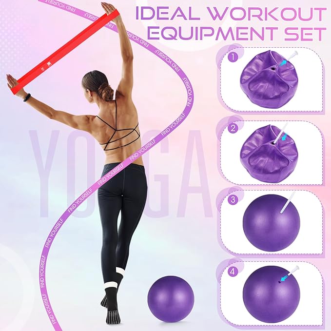 Home Pilates Essentials Kit for Women Pilates Equipment Set with Yoga Ball Resistance Band, Circle, Yoga Ring Circle Set for Beginners Home Workouts Legs Arms and Thighs