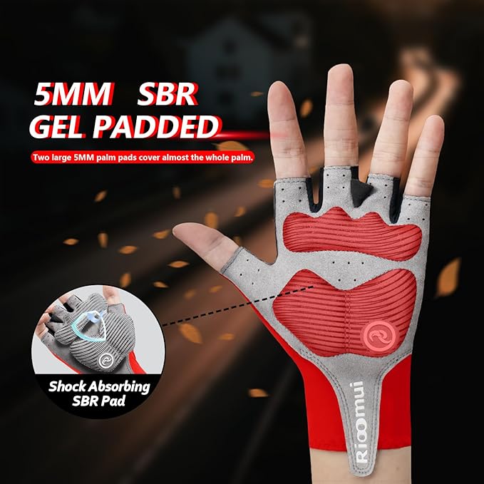 Cycling Gloves,Anti-Slip 5mm Padded Biking Gloves for Men Women Shock-Absorbing Summer Breathable for Road Bicycle Commuting
