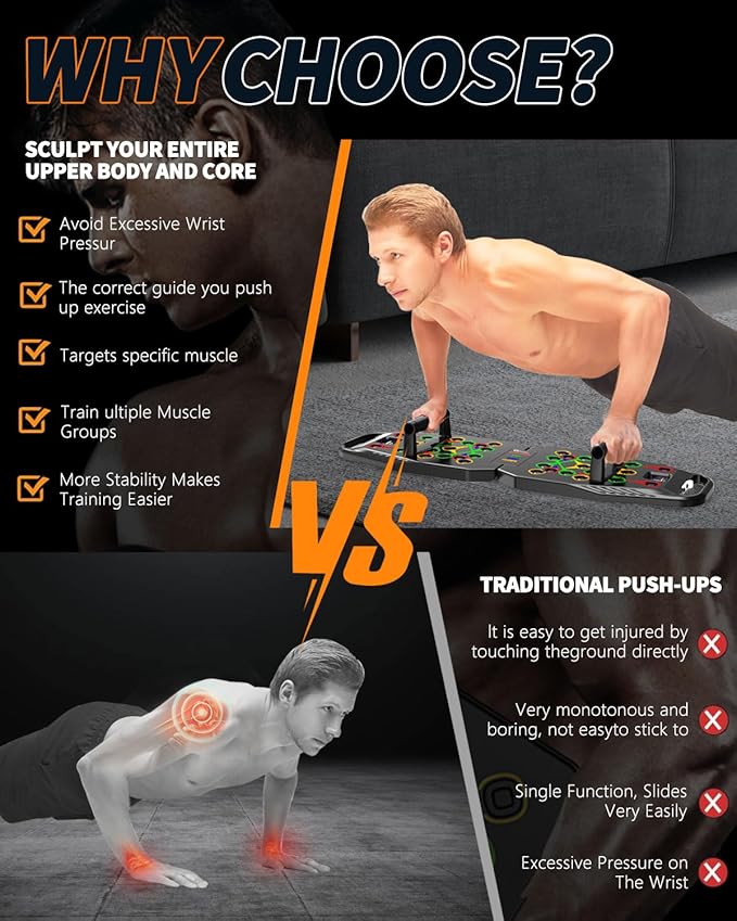 Push UP Board, Pilates Bar & Fitness Accessories, 25 in 1 Foldable Push up Bar at Home Gym, Workout Exercise Professional Push Up Strength Training Equipment for Man and Women