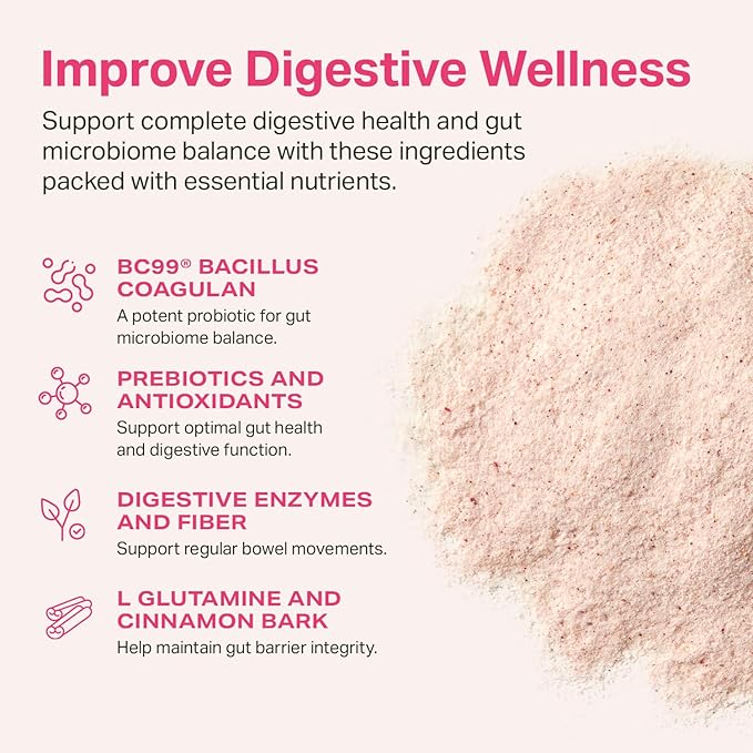 Proper, The Pinks Digestion and Bloat Relief. Drink Mix with Gut Health Probiotics, Prebiotics, Beet Root & Enzymes for Digestive Support. Bloating and Microbiome Supplement for Women and Men