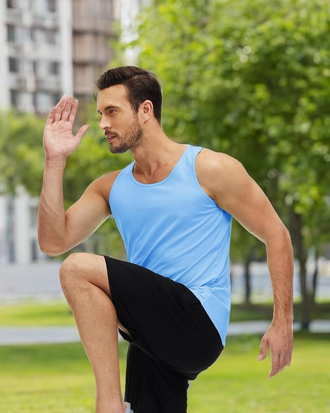 MAGCOMSEN Men's UPF 50+ Tank Top Quick Dry Summer Workout Muscle Sleeveless Shirts for Swim Beach Bodybuilding