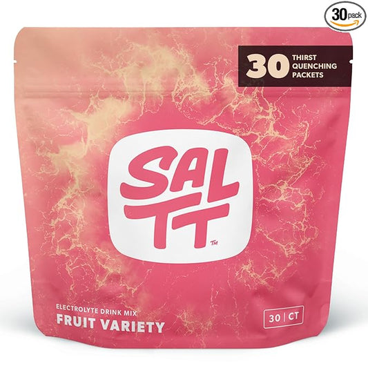 SALTT Electrolytes Powder Packets, Fruit Variety Pack (30 Packets) - Magnesium, Potassium, Sodium, Trace Minerals - Vegan, Sugar Free, Gluten Free - Travel Essentials - Made in USA