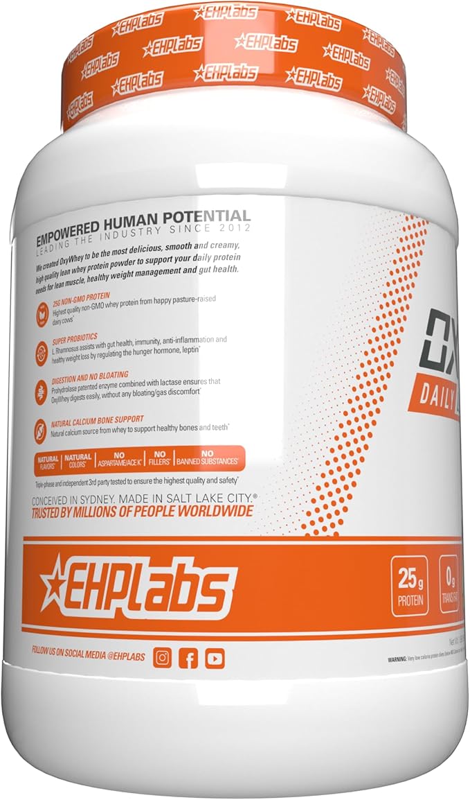 EHP Labs OxyWhey Whey Protein Isolate – 25g High Protein, Low Carb, Sugar Free Meal Replacement – Lean Whey Powder for Muscle Recovery – Non-GMO, Gluten Free – 25 Serves – Peanut Butter Puffs