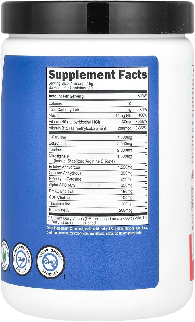 Nutricost Pre-X Xtreme Pre-Workout Complex Powder, Fruit Punch, 30 Servings, Vegetarian, Non-GMO and Gluten Free