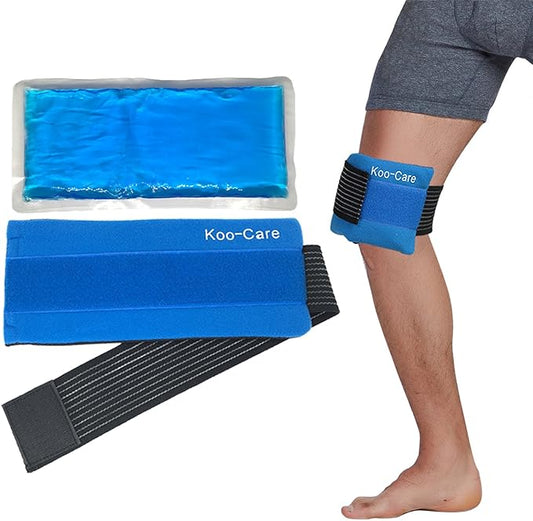 Koo-Care Flexible Gel Ice Pack & Wrap with Elastic Strap for Hot Cold Therapy - Great for Migraine Relief, Sprains, Muscle Pain, Bruises, Injuries (Head, Neck, Arm, Elbow, Knee, Ankle)