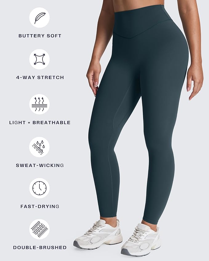 Aoxjox High Waisted Workout Leggings for Women Tummy Control Buttery Soft Yoga Metamorph Deep V Pants 26"