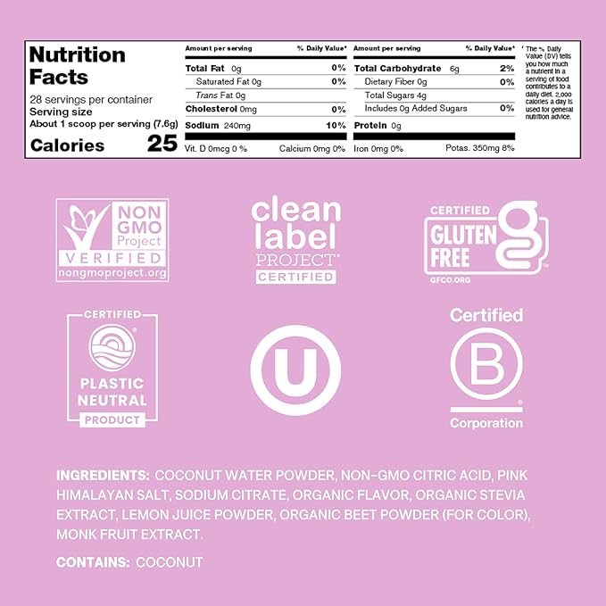 Cure Hydration | Plant-Based Electrolyte Drink Mix | No Added Sugar | FSA-HSA | Dehydration Relief Powder Made with Coconut Water | Non-GMO | Vegan | 28 Servings Jar - Watermelon