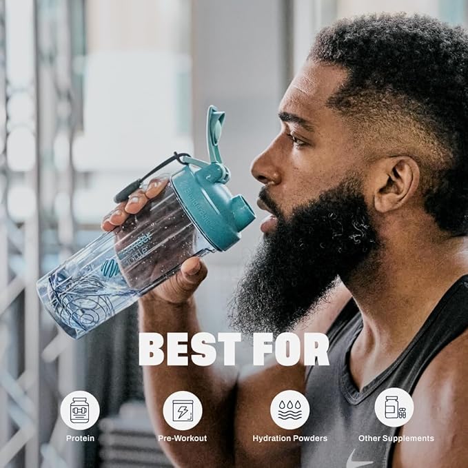 BlenderBottle Shaker Bottle Pro Series Perfect for Protein Shakes and Pre Workout, 28-Ounce, Cerulean Blue