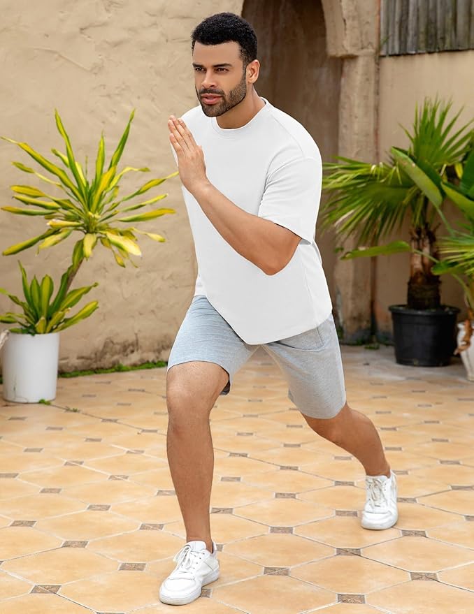 Mens Oversize Short Sleeve T-Shirts Loose Fit Solid Color Lightweight Tee Shirt Athletic Dry Fit Top