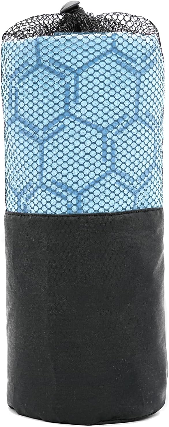 Eunzel Yoga Towel for Hot Yoga,Non-Slip Double Sided Silicone Grip Towel Absorbent Microfiber Towel for Hot Yoga, Vinyasa and Power 26.5"x72", Blue