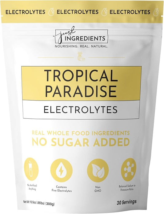 Tropical Paradise Electrolytes – 30‑Serving Hydration Drink Mix with Coconut Water, Sea Salt, and Trace Minerals – Supports Hydration, Recovery, and Electrolyte Balance*