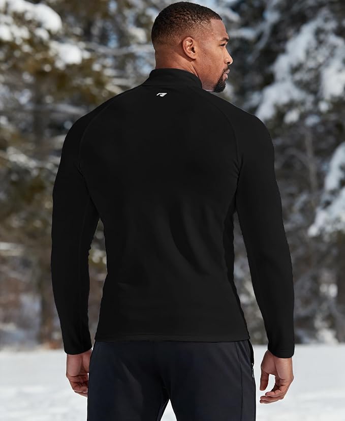 Mens Thermal Shirts Long Sleeve, Athletic Mock Neck Outdoor Midweight Top Slim Fit Moisture Wicking Warm Undershirt