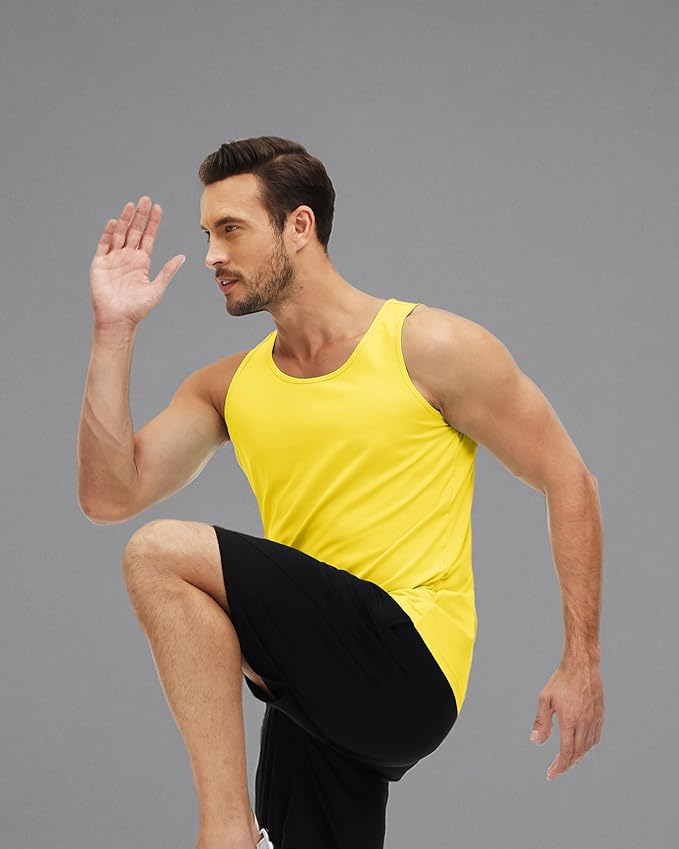 MAGCOMSEN Men's UPF 50+ Tank Top Quick Dry Summer Workout Muscle Sleeveless Shirts for Swim Beach Bodybuilding