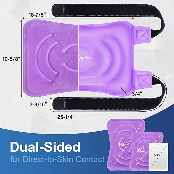 APEXUP Ice Pack for Knee Pain Relief, Large Reusable Wrap After Surgery, Flexible Gel Cold Pack for Injuries, Pain Relief for Back, Shoulder, Elbow, Ankle and Leg (Purple, XXL, 1PK)