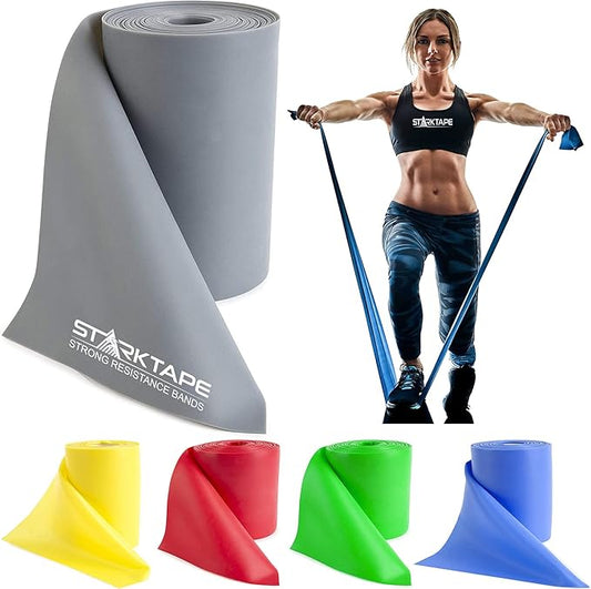 Resistance Bands Professional 8,16, 25, 50 Yards Bulk Rolls. Latex-Free Elastic Physical Therapy Band. No Scent, No Powder - Perfect for Home Exercise, Yoga, Pilates, Gym, Rehab, Workout