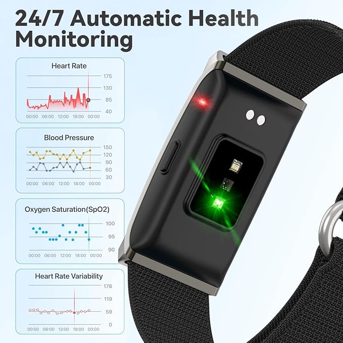 Smart Health Wristband for Women & Men - Activity Fitness Trackers Wearable Blood Pressure Monitor with Heart Rate and Sleep, Step Counter & Calories Tracker, IP68 Waterproof 173 Sport Modes Black