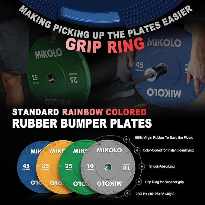 Mikolo All-in-One Smith Machine Home Gym with 230lbs Weight Plates, Power Cage with Cable Crossover, LAT Pulldown, Squat Rack & Adjustable Weight Bench