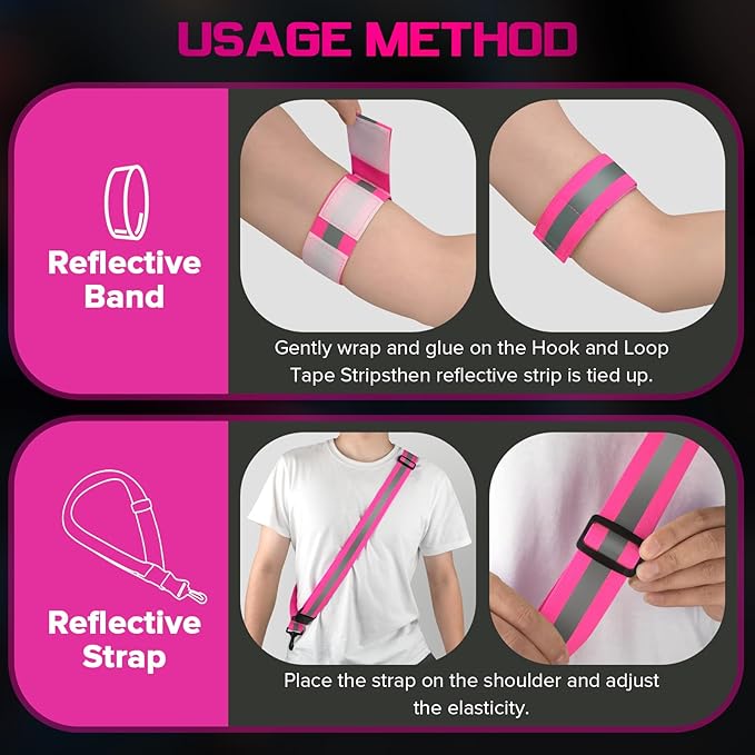 Reflective Sash for Walking at Night, High Visibility Reflective Running Gear Night Walking Safety Gear for Men Women Kids, Reflective Sash with 2 Pcs Reflective Armbands for Running Walking