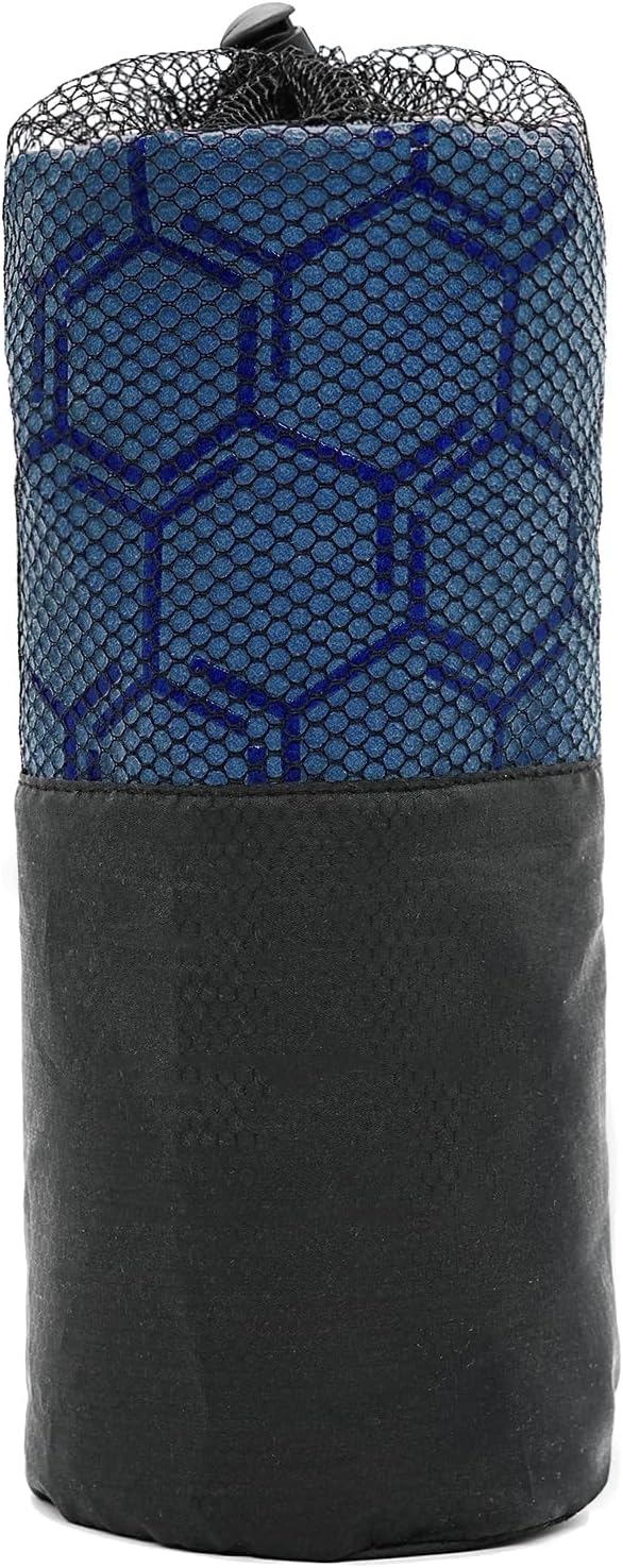 Eunzel Yoga Towel for Hot Yoga,Non-Slip Double Sided Silicone Grip Towel Absorbent Microfiber Towel for Hot Yoga, Vinyasa and Power 26.5"x72", Navy