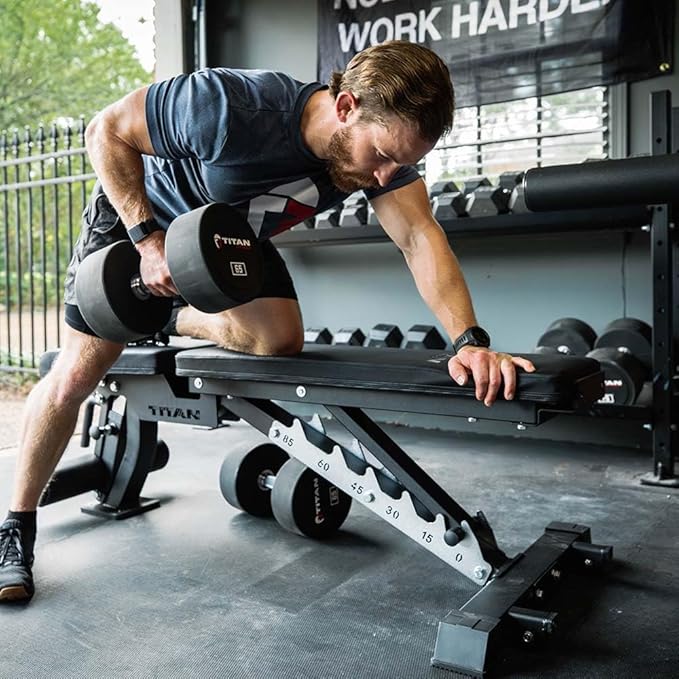 Titan Fitness Elite Series Adjustable FID Weight Bench, Exercise Bench Rated 500 LB Incline, 1,000 LB Flat, Adjustable Workout Bench for Home Gym, Weightlifting & Strength Training