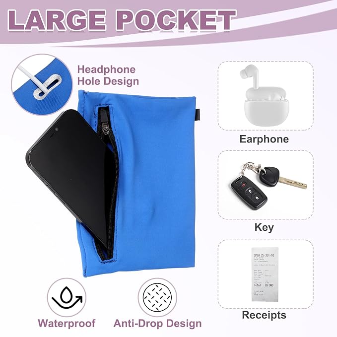 PATIKIL Universal Running Armband Sleeve 7.09"x3.94", Cell Phone Arm Bands Sleeve with Zipper Pocket for Key Earphones Credit Cards Sports Gym Workouts Exercise (S, Blue)
