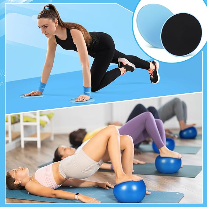 Poen 18 Pcs Pilates Ring Kit Home Pilates Ring Circle and Ball Set for Women Yoga Fitness Set with 5 Resistance Band Stretching Strap Non Slip Sock Ball Core Slider Wristband Headband Gym Bag