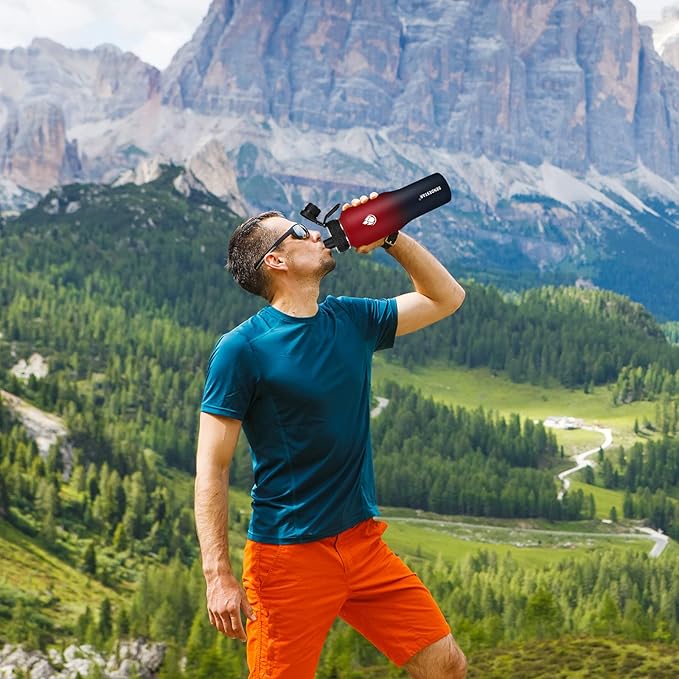 SENDESTAR 32oz Water Bottle Wide Mouth Stainless Steel Vacuum Insulated Double Wall with 2 Lids Fit in Any Car Cup Holder