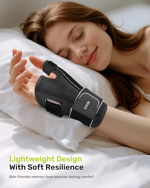 Thumb Brace, 5X Ergonomic Reinforced Support Carpal Tunnel Wrist Brace Night Support for Tendonitis, Arthritis, CMC Pain Relief, De Quervain's Tenosynovitis, Right Hand, Gray Size S/M(5.51-7.48")