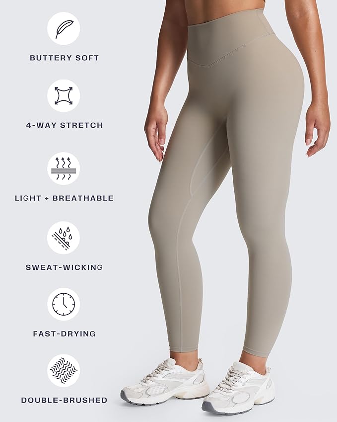 Aoxjox High Waisted Workout Leggings for Women Tummy Control Buttery Soft Yoga Metamorph Deep V Pants 26"