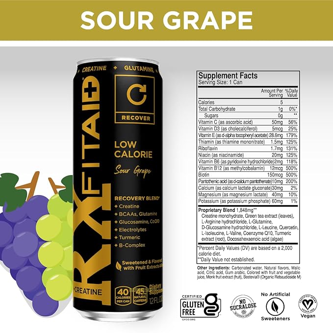 FITAID Post-Workout Recovery Drink Variety Sampler Pack, No Artificial Flavors or Sweeteners, 100% Clean, Vegan, Gluten-Free, Keto-Friendly, Paleo Friendly, 4 Flavors (Pack of 12)