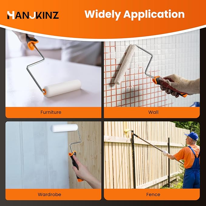 12 Pcs 6 Inch Paint Roller Kit with High-Density Foam Paint Roller, Paint Tray with Liner, Mini Roller for Painting Wall, Door, Cabinet